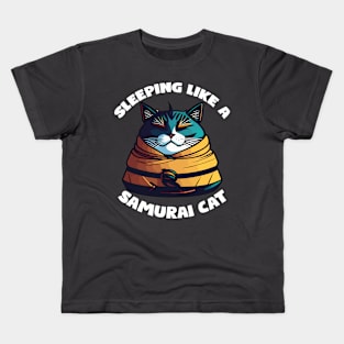 Sleeping Like a Samurai Cat - v2 Kids T-Shirt